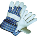Cow Grain Leather Full Palm Stripe Cotton Back Work Glove